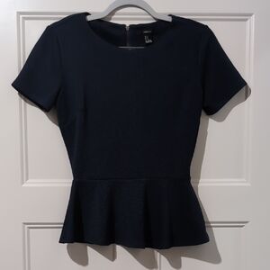 Forever 21 Black Fitted Peplum Blouse